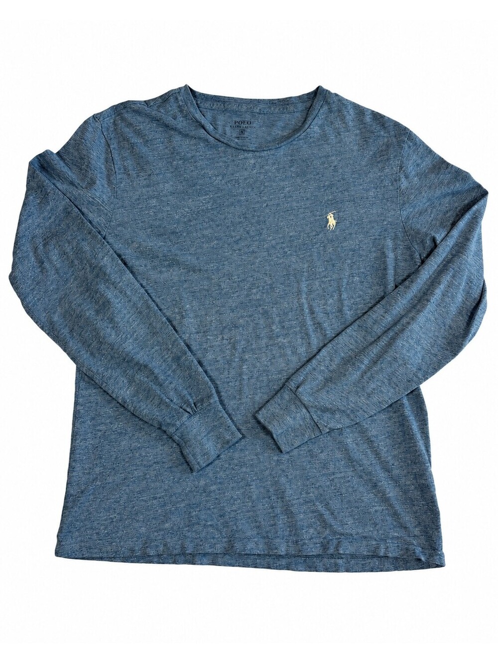 Polo Ralph Lauren Long Sleeve T Shirt Mens S Blue Heather White Pony Logo